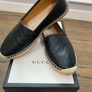 Gucci Black Leather Espadrilles